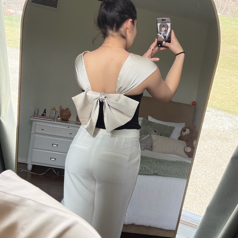 Express Bow Velvet Bodysuit